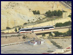 View from Santa Barbara Castle 35 - one of the modern lightrail trams of Alicante