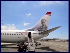 Leaving our Norwegian flight from Copenhagen, Fiumicino Airport.