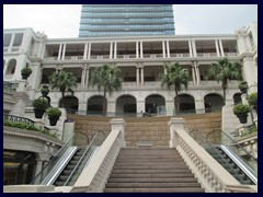 1881 Heritage is a luxury heritage shopping, hotel and entertainment complex, situated in the old Marine Police HQ and an old fire station, at the junction Salisbury Rd/Canton Rd. It opened in 2009 consist of a luxury hotel, several plazas, fountains, luxury stores, boutiques and a skyscraper, One Peking, built on top of the historic building. It was constructed in 1884 and is one of the four oldest surviving government buildings in HK. It reopened in 2009 as the redeveloped hertiage complex. 