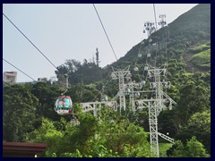 Cable cars above Ocean Park takes visitors from The Summit to The Highland on the other side of mountains.