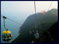 Cable cars at Ocean Park, above the South China Sea.