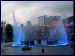 Ocean Park's fountain with Aberdeen's skyline in the background.