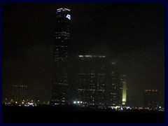 International Commerce Center, HK:s tallest building at 484m. There is a light show at night on the building, with text, clouds, hearts etc.