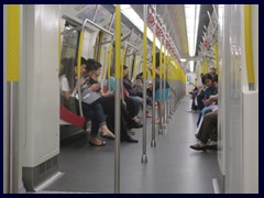 The trains are very modern inside. It is prohibited to eat and drink inside the trains, and if you smoke you have to pay a very large fine!