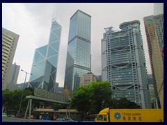 Statue Square with Bank of China Tower, Cheung Kong Centre, Old Bank of China, HSBC Building and Legco Building