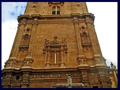 Murcia City Centre 040 - Catedral de Murcia, the Cathedral of St Mary. The bell tower is 90m tall, the tallest campanile in Spain. It features 25 bells with different names.