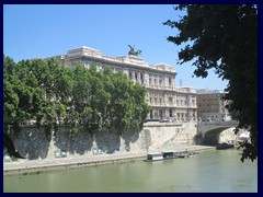 East bank of the Tiber, looking towards the Palace of Justice near our hotel at Piazza Cavour on the West bank.