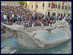 Fontana della Barcaccia, one of Rome's most popular fountains can also be found on the centrally located Piazza di Spagna. The fountain was commisoined by Pope Urban VIII and designed by Bernini and his son. It was completed in 1627.