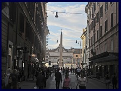 Via del Corso's beginning at Piazza del Popolo.