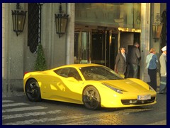 Via Sistina. A yellow Ferrari in front of a luxury hotel, Hassler Villa Medici.