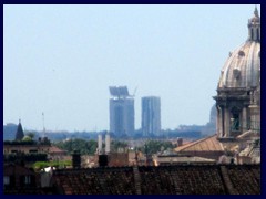 Rome's 2 tallest and only skyscrapers so far:  Torre Eurosky (155m) and Torre Europarco (120m). Views of Rome from Pincio Hill towards EUR