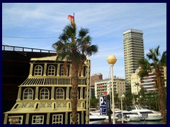 Alicante City Centre 114 - historic ship Santisima Trinidad and Tryp Gran Sol.