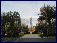 Alicante City Centre 144 - Plaza de los Luceros, the  circular central square in the city, with a beautiful sculpture and fountain (La Fuenta de Levante).