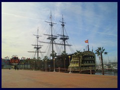 Santisima Trinidad old ship 01 -  replica of a historic ship situated in the port of central Alicante, that can be  visited for a small entrance fee that includes a drink! The original ship was launched from Havana, Cuba.