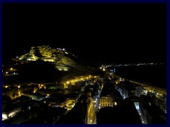 Alicante by night 53 - view from the 27th floor of our hotel Tryp Gran Sol towards Castillo de Santa Barbara