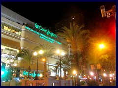 Alicante by night 62 - El Corte Inglés, one of the largest department stores, and Estudiotel Alicante,  the city's tallest building