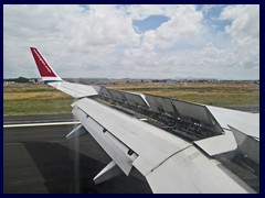 Approaching Italy's largest airport, Rome's Fiumicino-Leonardo da Vinci Airport with our Norwegian flight from Copenhagen.