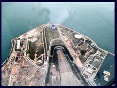 Sky100 views: A highway tunnel under Victoria Harbour, towards, HK Island.