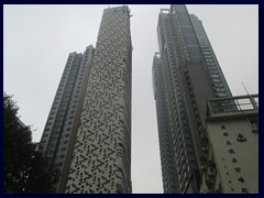 SoHo skyscrapers with odd patterns.