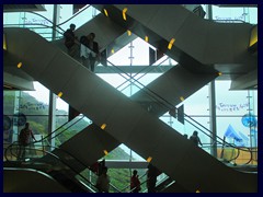 Escalators inside The Peak Towers that has incredible views over the city!