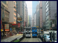 Hennessy Road is an important thoroughfare for the charming double decked trams. We took a ride Eastwards.