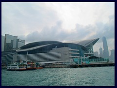 Hong Kong Convention and Exhibition Centre is situated on reclaimed land on the harbourfront of Wan Chai, opposite Kowloon. It is designed by famous  Skidmore, Owings & Merrill