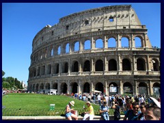 Colosseum (Colosseo), the most famous symbol of Rome, is situated in the East end of the city center, between Forum Romanum and a busy road. Colosseum is the ruins of an ancient elliptical amphitheater. Colosseum is the largest amphitheater ever built and is considered a marvel of architecture. It was built by Emperor Vespasian in 72AD and completed under his successor Titus. In the 21st century the structure was partially ruined because of earthquakes and stone-robbers. Colosseum, also called the Flavian Amphitheater is open to public, but the lines are long. In the ticket fee, entrance to Forum Romanum is included. Today it has close connections with the  has close connections with the Roman Catholic Church. Part of Emperor Nero's palace stood on the site, but it burned down 8 years before Colosseum was completed. 70 000 visitors could behold the raw gladiator games, and the official opening lasted for 100 days and thousands of animals were killed. Colosseum was partly financed by the gold from the plundering of the temple of Jerusalem.