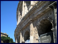 Colosseum, the most famous symbol of Rome, is situated in the East end of the city center, between Forum Romanum and a busy road. Colosseum is the ruins of an ancient elliptical amphitheater. Colosseum is the largest amphitheater ever built and is considered a marvel of architecture. It was built by Emperor Vespasian in 72AD and completed under his successor Titus. In the 21st century the structure was partially ruined because of earthquakes and stone-robbers. Colosseum, also called the Flavian Amphitheater is open to public, but the lines are long. In the ticket fee, entrance to Forum Romanum is included. Today it has close connections with the  has close connections with the Roman Catholic Church. Part of Emperor Nero's palace stood on the site, but it burned down 8 years before Colosseum was completed. 70 000 visitors could behold the raw gladiator games, and the official opening lasted for 100 days and thousands of animals were killed. Colosseum was partly financed by the gold from the plundering of the temple of Jerusalem.