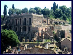 Forum Romanum, people looking down the forum from it's upper part on the Palatine Hill.