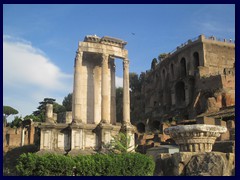 Temple of Vesta, an ancient edifice in  Forum Romanum. It was built in Greek architecture with Corinthian marble columns.