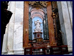 Sant'Agnese in Agone, a beautiful church at Piazza Navona. The baroque facade was designed by Borromini, Bernini's main rival.  The church was commissioned in 1652 by Pope Innocent X and built on the site where  St. Agnes was stripped naked, but miraculously saved from disgrace by extraordinary growth of hair, according to the legend. 