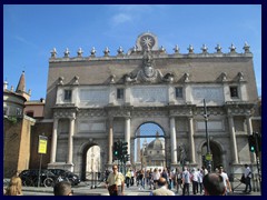 Piazzale Flaminio with the gate, Porta del Popolo, to Piazza del Popolo. The gate was part of the Aurelian Wall.