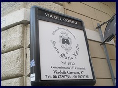 Via del Corso is a one of Rome's major streets. It goes from Piazza del Popolo and ends at Via Venezia. Part of it is a pedestrian street daytime with fancy stores and tones of tourists.It is one of the few straight roads of the historical center of Rome.