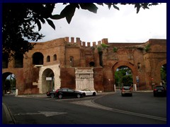 Piazzale Brasil and Porta Pinciana, an Aurelian Wall gate from Pincio Park to Via Veneto.