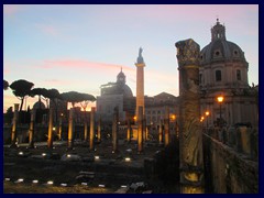 Foro Traiani (Trajan Forum) and twin churches of Santissimo Nome di Maria al Foro Traiano and Santa Maria di Loreto.