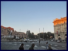 Piazza Repubblica is another square near the Termini station. It is shaped like a half circle and here you find The Fountain of the Naiads -an impressive fountain in the middle of the busy traffic, a large Boscolo luxury hotel (Exedra), Galleria Esedra (an elegant shopping galleria with mosaic glass roofs) and a church from the 1500s, the Basilica Santa Maria degli Angeli e dei Martiri. The former name, Piazza dell'Esedra, is still used today.