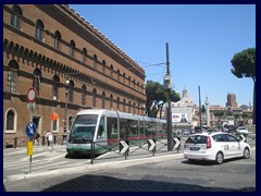 Trams at Via di San Marco, Piazza Venezia.