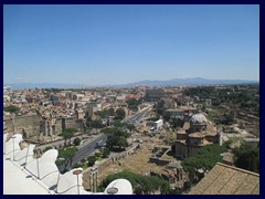 View from National Monument to Victor Emmanuel II: Forum Romanum and mountains.