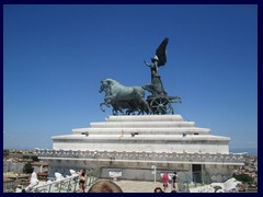 The Quadriga dell'Unità on the summit of Monument to Vittorio Emanuele II represents freedom, here seen from the rooftop observation deck.