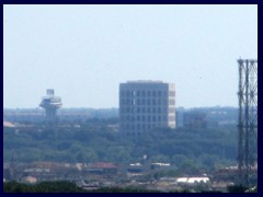 View from National Monument to Victor Emmanuel II: EUR modern district with Mussolini's "Square Colosseum".