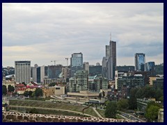 Views from Gediminas Tower: Vilnius modern skyline. Europe Tower (129m to the roof  is the tallest building).