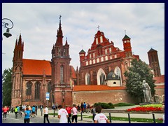 St Anne's Church and Bernardine Church ensemble seen from Marionio street. The Vilnius Marathon was going on so we had to run through the street between the runners to get to the churches!