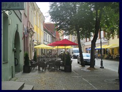 Pilies street, the short extension of Didioji street close to Cathedral Square, is where you find most open air restaurants.