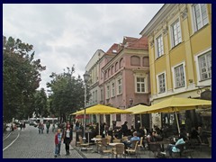 Pilies street has many open air restaurants.