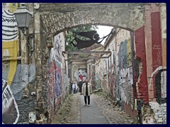 Gate that leads down to Vilnia River from Uzupis street with the symbol "Angel of Uzupis".