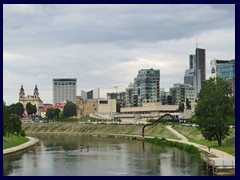 Skyline the new CBD inof Snipiskes district seen from Mindaugo Bridge above Neris River.